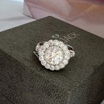 Lab-Created Diamond Ring, 1.5 Carat Big Flower Design - E VS1 Halo in 14k White Gold - Image 9