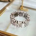 Lab-Created Diamond Ring, 7 Carat Pear Shapes Full Eternity Band 0.33 Per Diamond E/VS1-7 Carat in 14K Gold - Image 4