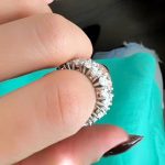 Lab-Created Diamond Ring, 7 Carat Pear Shapes Full Eternity Band 0.33 Per Diamond E/VS1-7 Carat in 14K Gold - Image 3