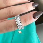 Lab-Created Diamond Ring, 7 Carat Pear Shapes Full Eternity Band 0.33 Per Diamond E/VS1-7 Carat in 14K Gold - Image 2