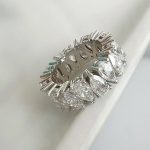Lab-Created Diamond Ring, 7 Carat Pear Shapes Full Eternity Band 0.33 Per Diamond E/VS1-7 Carat in 14K Gold