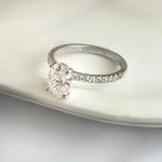 Lab-Created Diamond Ring, 1 Carat Oval Cut with 0.30 Carat Side Diamonds in 14k White Gold - Image 2