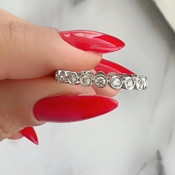 Lab-Created Diamond Ring, Bezel Setting – 0.66 Carat in 14K White Gold