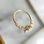 Lab-Created Diamond Ring, 1 Carat Oval Cut with Dazzling Pear-Shaped Sidestones in 14k Yellow Gold - Image 4