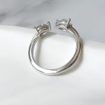Lab-Created Diamond Ring, 2 Pear Shape Diamonds Open Ring, 0.7 Carat in 14K Gold - Image 7