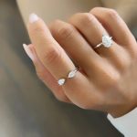 Lab-Created Diamond Ring, 2 Pear Shape Diamonds Open Ring, 0.7 Carat in 14K Gold - Image 4