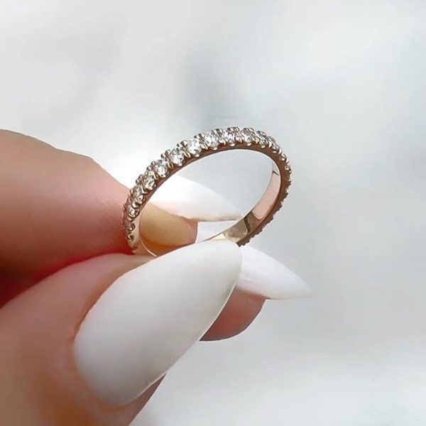 Lab-Created Diamond Ring, Pave-Set Eternity Band in 14k Rose Gold