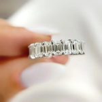 Lab-Created Diamond Ring, 6 Carat E/VVS Emeralds Set in 14K White Gold