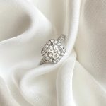 Lab-Created Diamond Engagement Ring, 0.6ct Round and Diamond Halo in 14K White Gold