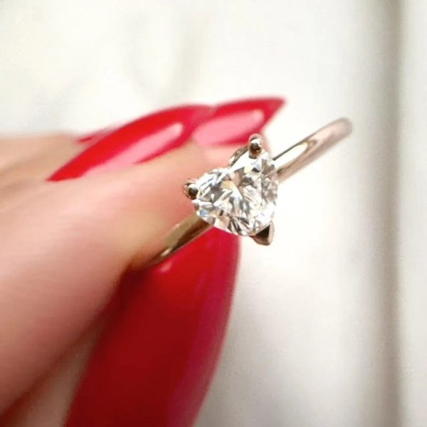 Lab-Created Diamond Ring, 0.5 Carat Heart-Shaped Diamond in 14K Rose Gold