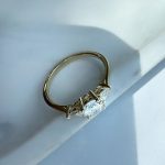 Lab-Created Diamond Ring, 1 CT Round Elegance with Side Drops in 14K Yellow Gold - Image 6