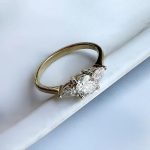 Lab-Created Diamond Ring, 1 CT Round Elegance with Side Drops in 14K Yellow Gold - Image 4