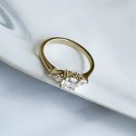 Lab-Created Diamond Ring, 1 CT Round Elegance with Side Drops in 14K Yellow Gold - Image 3