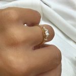 Lab-Created Diamond Ring, 1 CT Round Elegance with Side Drops in 14K Yellow Gold - Image 2