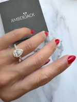 Lab-Created Diamond Ring, 1 Carat Pear Shape – Halo & Channel Set in 14K Gold - Image 2