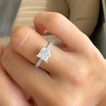 Lab-Created Diamond Ring,1.50 Carat Princess Cut with Hidden Halo & 0.35ct Accents – IGI Certified - Image 2