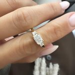 Lab-Created Diamond Ring,  0.86 Carat DVS1 Center 2 Princess Cut Side Diamonds in 14k Yellow Gold - Image 5