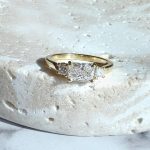 Lab-Created Diamond Ring,  0.86 Carat DVS1 Center 2 Princess Cut Side Diamonds in 14k Yellow Gold - Image 8