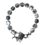 Bracelet by Mariana Woman Gorgeous Obsidian Mineral and Clear Swarovski Crystals - Image 2
