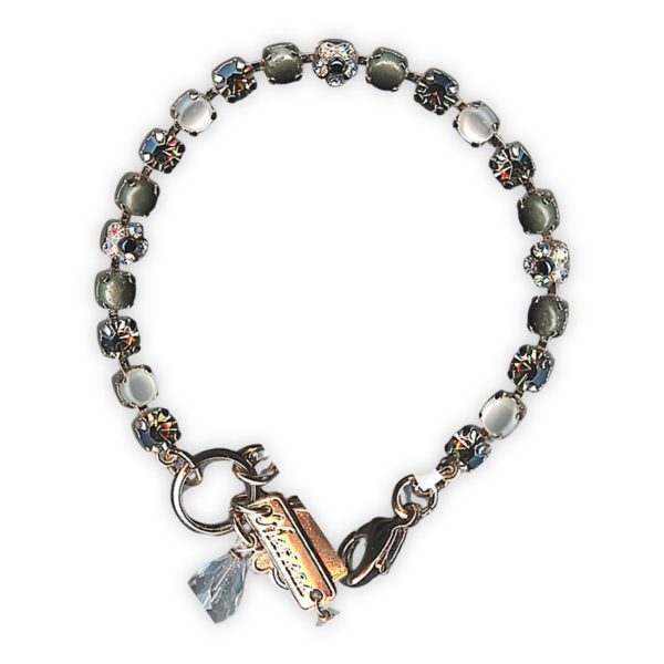 Bracelet by Mariana Woman Floral White Shell Mineral and Clear Swarovski Crystals