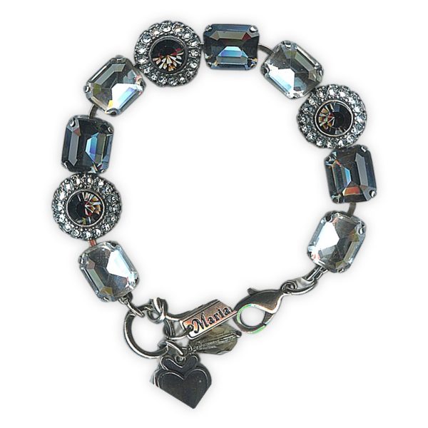 Bracelet by Mariana Woman Elegant Silver Night and Clear Swarovski Crystals