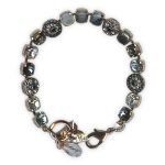 Bracelet by Mariana Woman Charming Obsidian Mineral and Clear Swarovski Crystals