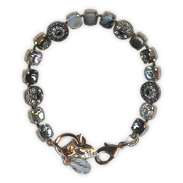 Bracelet by Mariana Woman Charming Obsidian Mineral and Clear Swarovski Crystals