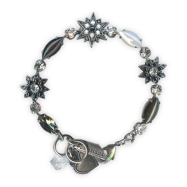 Bracelet by Mariana Woman Sophisticated White Shell Mineral and Clear Swarovski Crystals