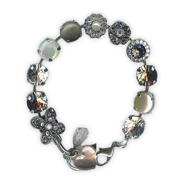 Bracelet by Mariana Woman Glamorous Pearl Mineral and Silver Swarovski Crystals