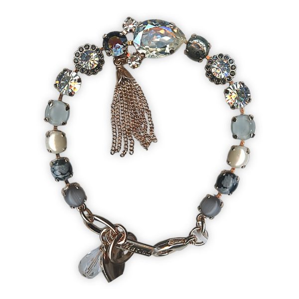 Bracelet by Mariana Woman Tassel Pearl Mineral and Clear Swarovski Crystals