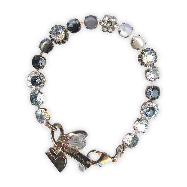 Bracelet by Mariana Woman Ethereal Pearl and Obsidian Mineral Swarovski Crystals
