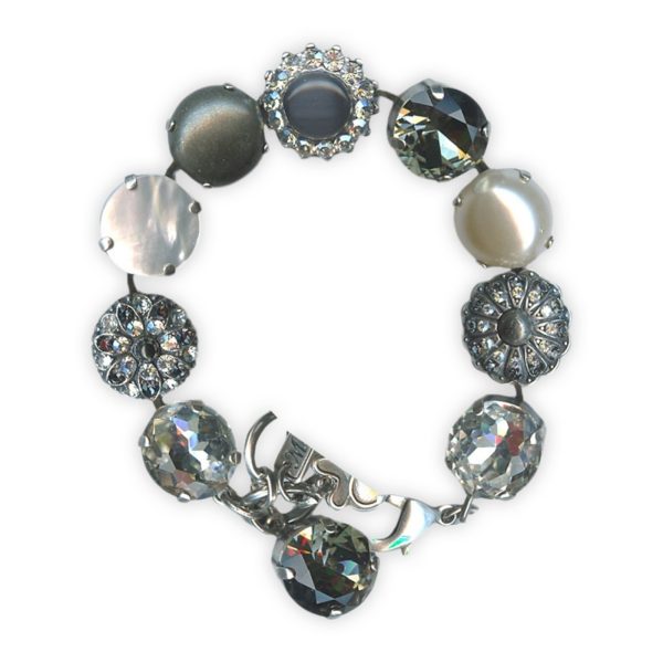 Bracelet by Mariana Woman Stunning Pearl and Pyrite Mineral Swarovski Crystals