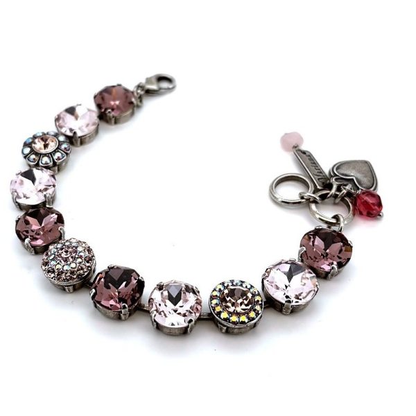 Bracelet By Mariana Woman Lovely Pink, Rose and Dusty Purple Swarovski Crystals