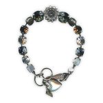 Bracelet by Mariana Woman Glamorous Pyrite Mineral and Silver Swarovski Crystals