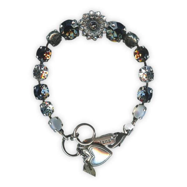 Bracelet by Mariana Woman Glamorous Pyrite Mineral and Silver Swarovski Crystals
