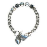 Bracelet by Mariana Woman Exquisite Obsidian and White Shell Mineral Swarovski Crystals - Image 2