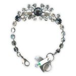 Bracelet by Mariana Woman Elegant Obsidian and Pearl Mineral Swarovski Crystals - Image 2