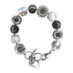 Bracelet by Mariana Woman Sophisticated Pyrite and Obsidian Mineral Swarovski Crystals - Image 3