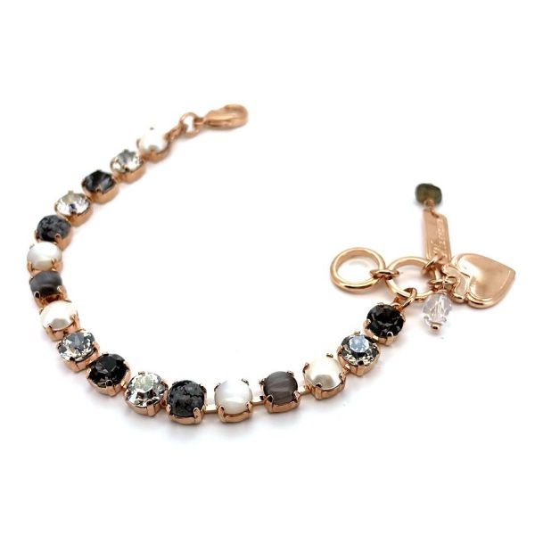 Bracelet By Mariana Woman Precious Pearl and Obsidian Mineral Swarovski Crystals
