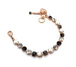 Bracelet By Mariana Woman Precious Pearl and Obsidian Mineral Swarovski Crystals - Image 3