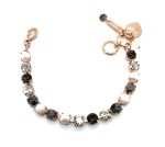 Bracelet By Mariana Woman Precious Pearl and Obsidian Mineral Swarovski Crystals - Image 2