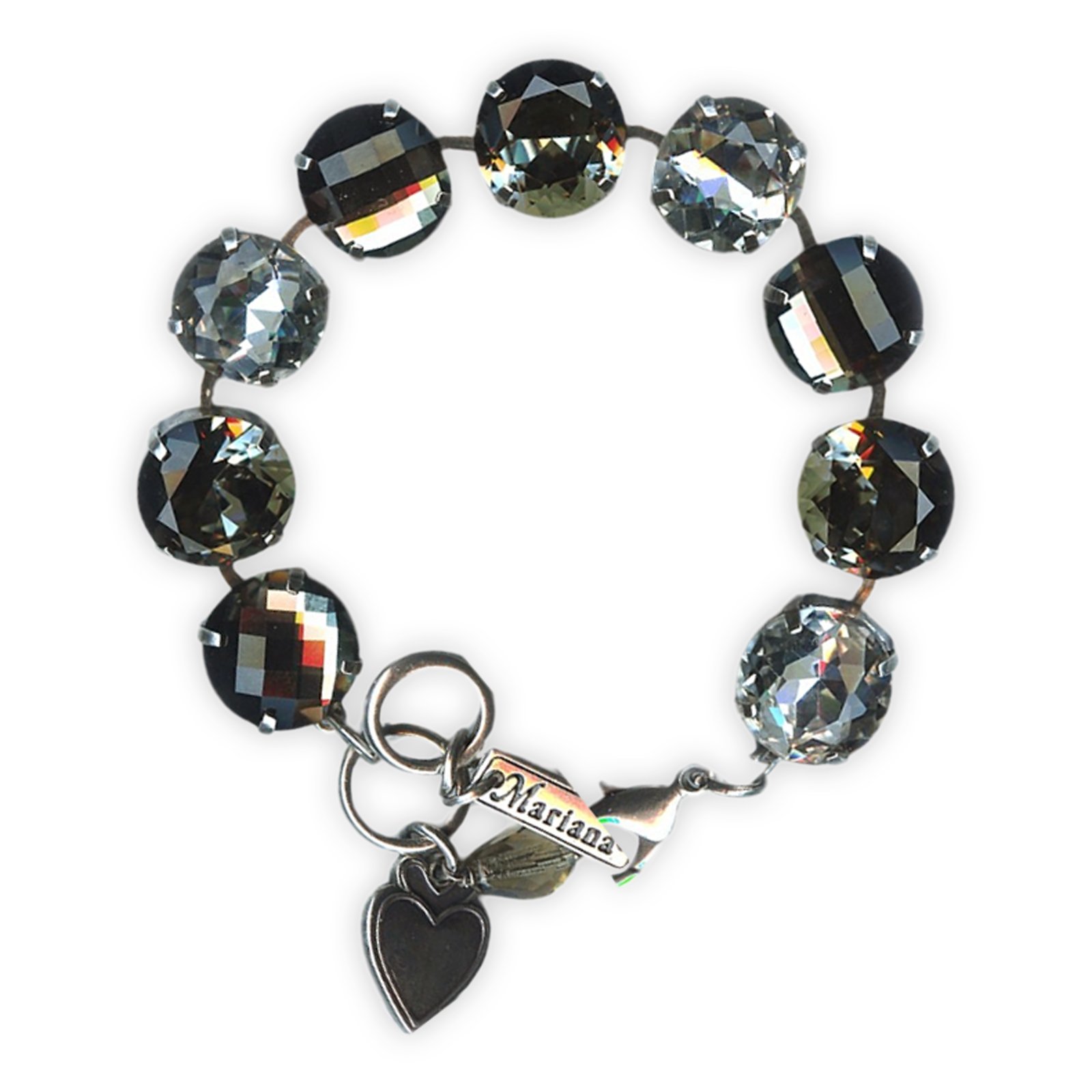 B-4438-1080-SP (1) Bracelet by Mariana Woman Elegant Clear and Silver Night Swarovski Crystals - Image 1