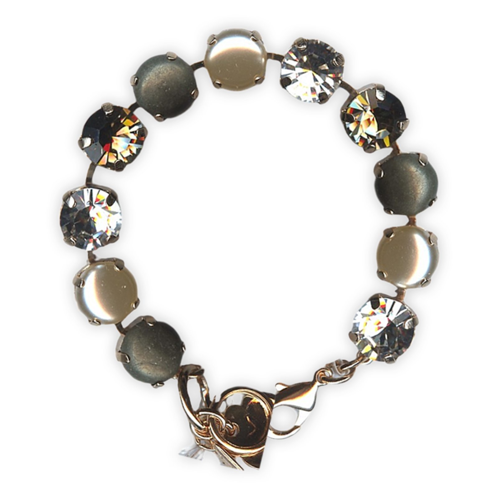 B-4474-M1080-RG (1) Bracelet by Mariana Woman Classy Pearl and Pyrite Mineral Swarovski Crystals - Image 1