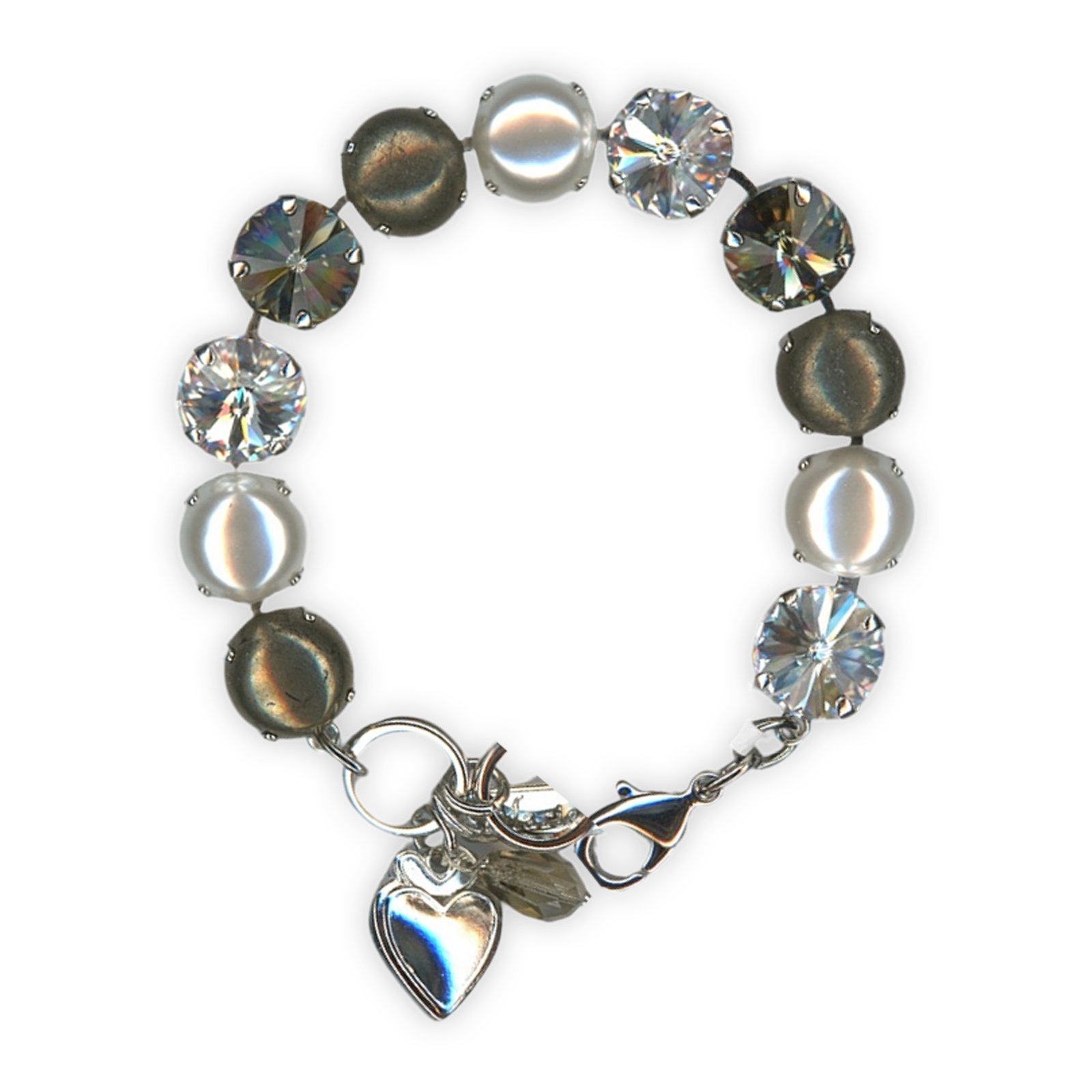B-4474R-M1080-SP (1) Bracelet by Mariana Woman Stunning Pyrite and Pearl Swarovski Crystals - Image 1