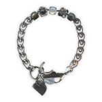 Bracelet by Mariana Dainty Floral Pyrite and Obsidian Mineral Swarovski Crystals