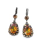Earrings by Mariana Woman Exquisite Golden and Topaz Swarovski Crystals - Image 2