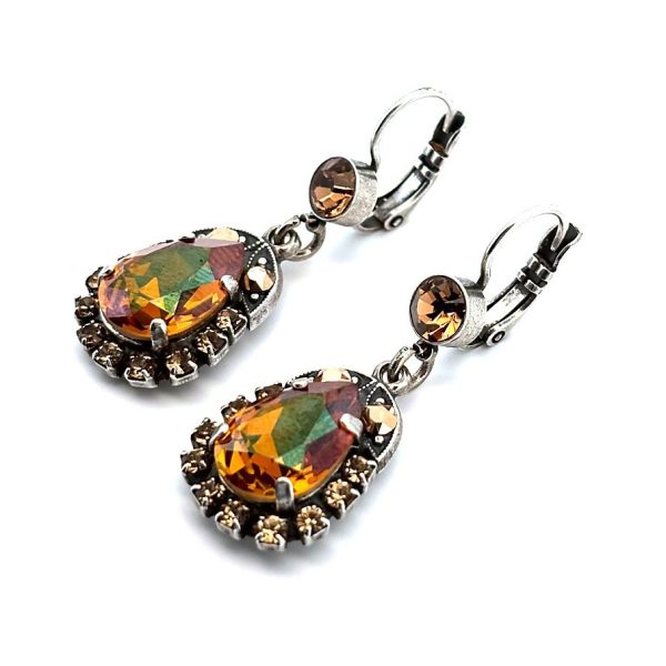 Earrings by Mariana Woman Exquisite Golden and Topaz Swarovski Crystals