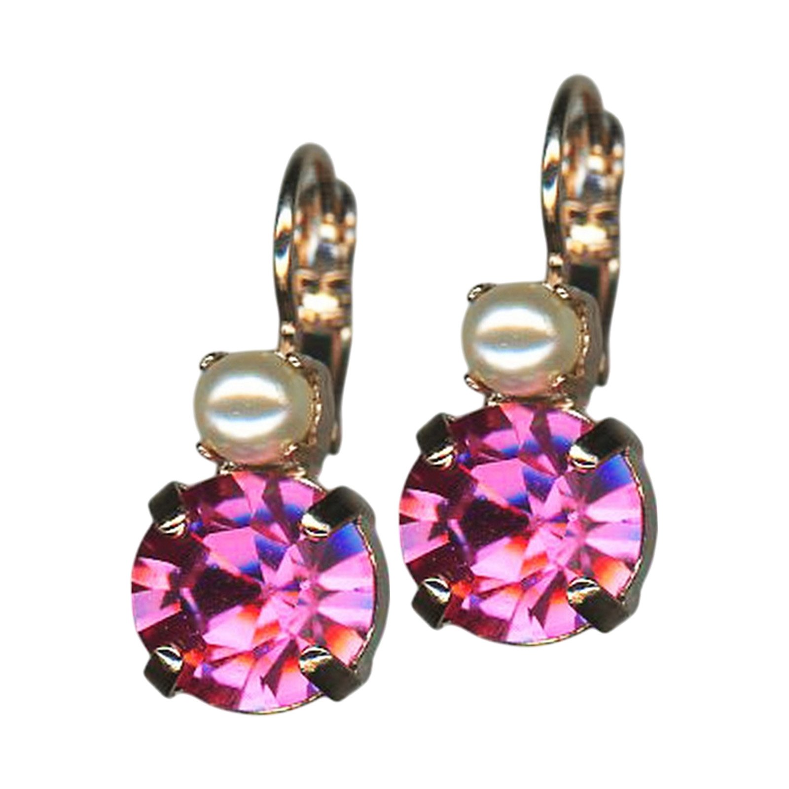 E-1037-139209-RG6 (1) Earrings by Mariana Woman Lovely Rose and Pearl Swarovski Crystals - Image 1