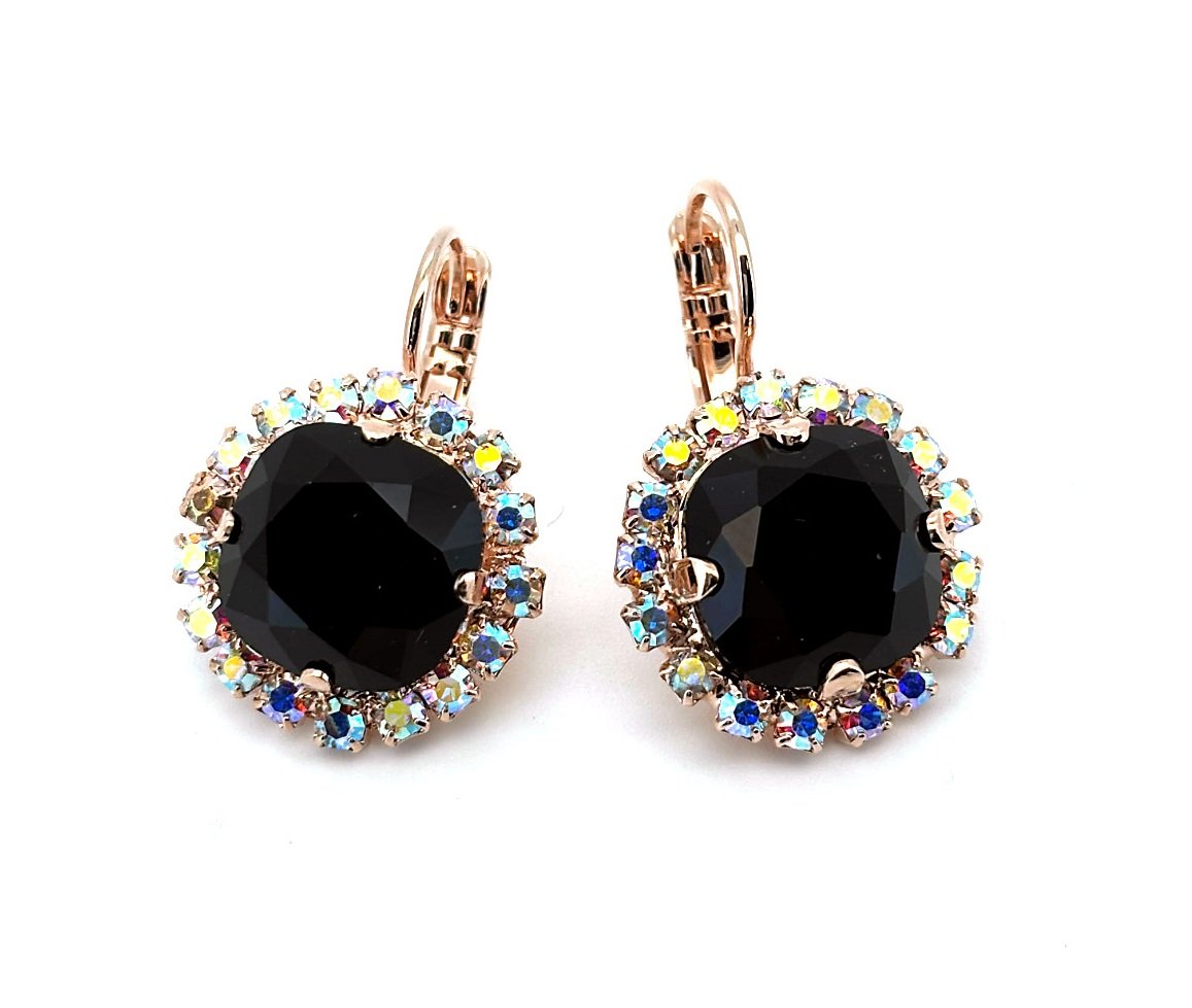 E-1080-4-1AB80-RG6 (2) Earrings by Mariana Woman Gorgeous Jet and AB Swarovski Crystals - Image 1