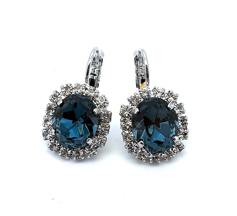 E-1090-4-21120-RO6 (1) Earrings by Mariana Woman Elegant Montana and Clear Swarovski Crystals - Image 1